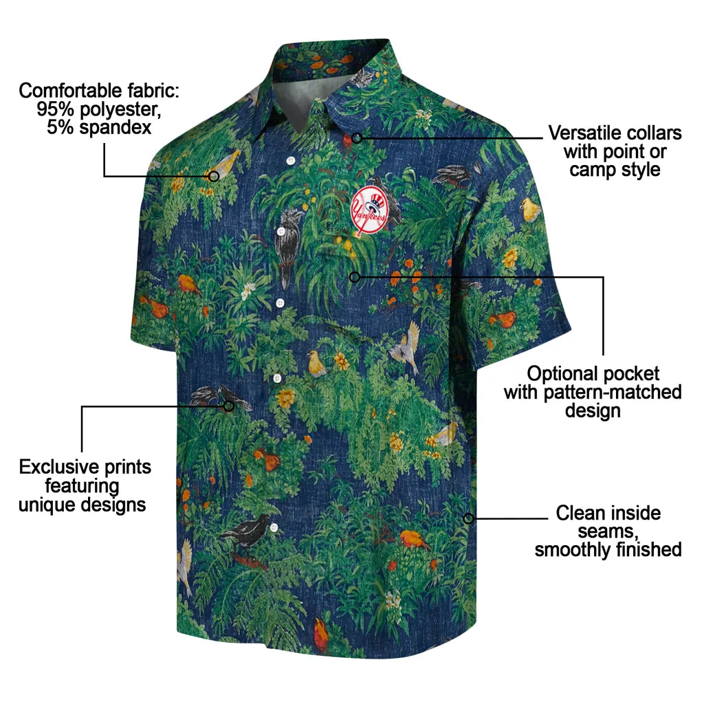New York Yankees Hawaiian Shirt - Bird Canopy | Moonbestprint