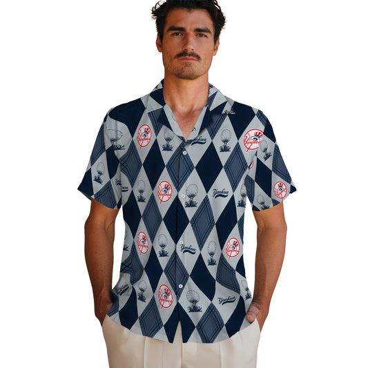New York Yankees Hawaiian Shirt - Golfing Plaid | Moonbestprint
