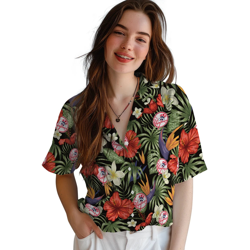New York Yankees Hawaiian Shirt - Hawaii Floral Hibiscus | Moonbestprint