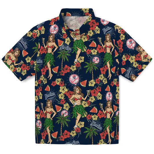 New York Yankees Hawaiian Shirt - Hawaiian Girls Design | Moonbestprint