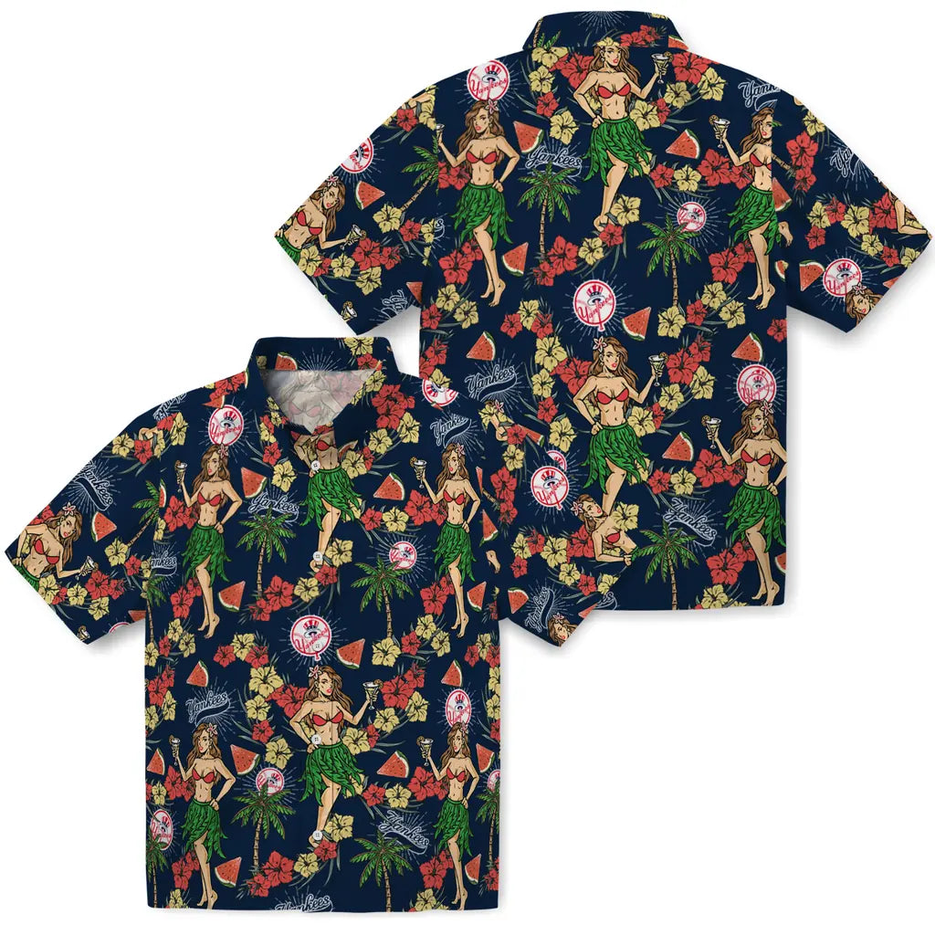 New York Yankees Hawaiian Shirt - Hawaiian Girls Design | Moonbestprint
