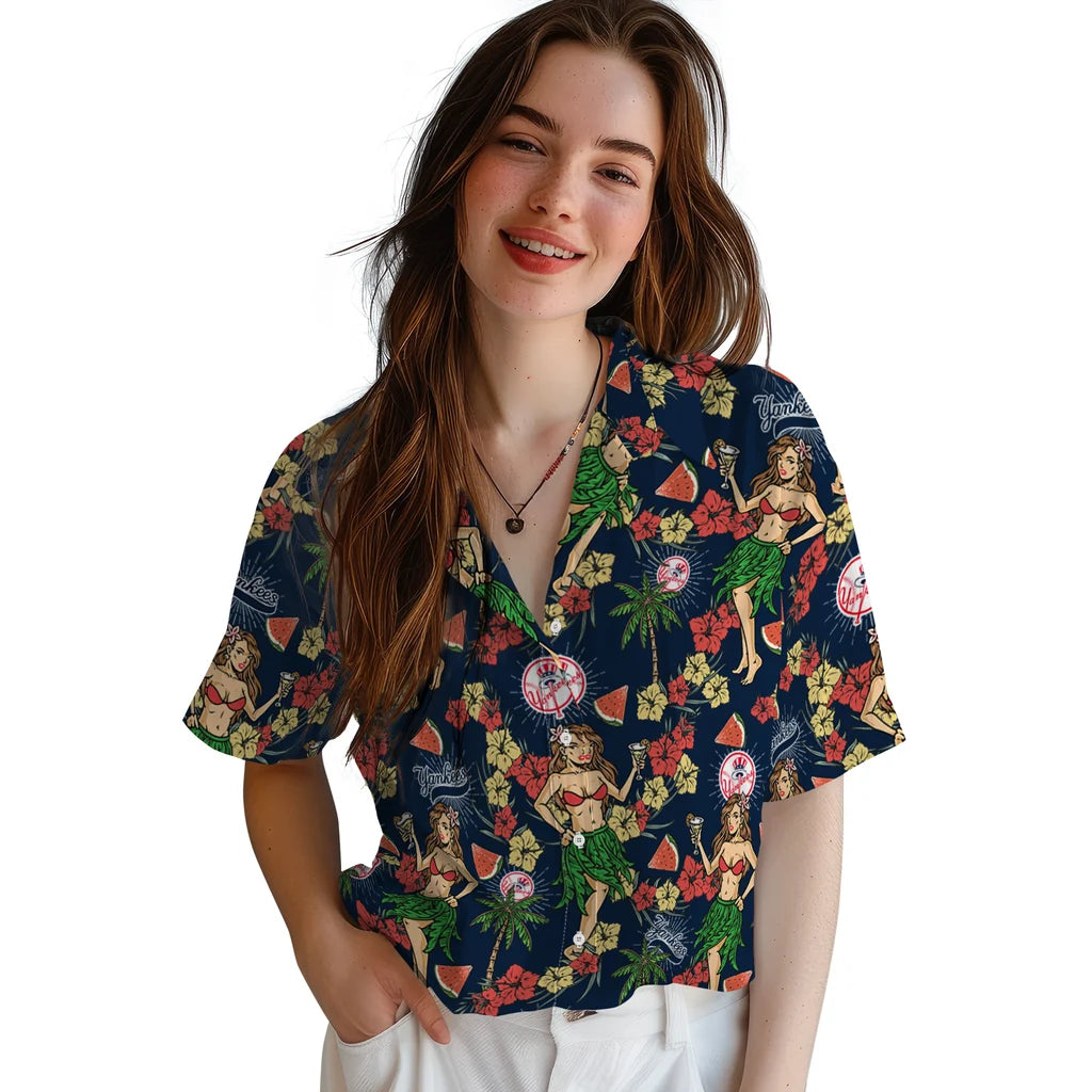 New York Yankees Hawaiian Shirt - Hawaiian Girls Design | Moonbestprint