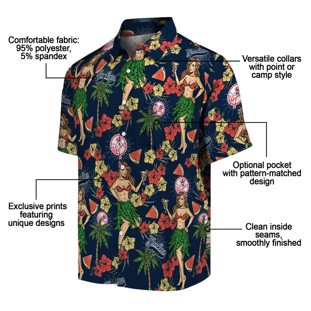 New York Yankees Hawaiian Shirt - Hawaiian Girls Design | Moonbestprint