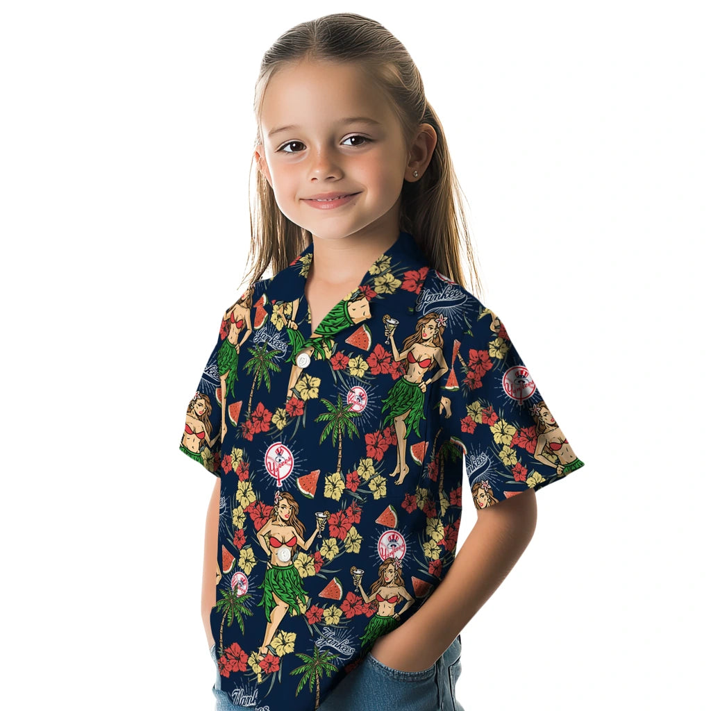New York Yankees Hawaiian Shirt - Hawaiian Girls Design | Moonbestprint