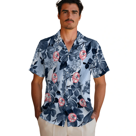 New York Yankees Hawaiian Shirt - Hibiscus Arrangement | Moonbestprint