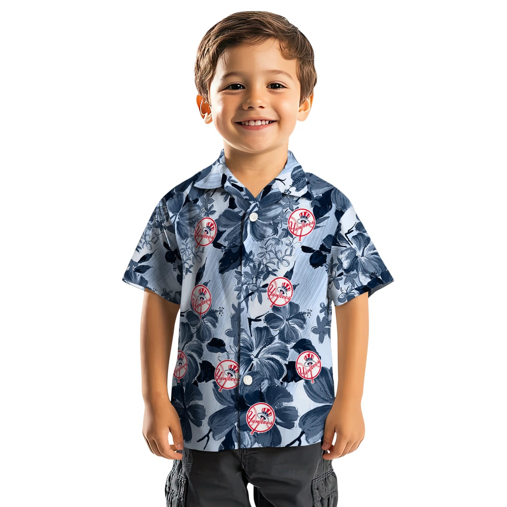 New York Yankees Hawaiian Shirt - Hibiscus Arrangement | Moonbestprint