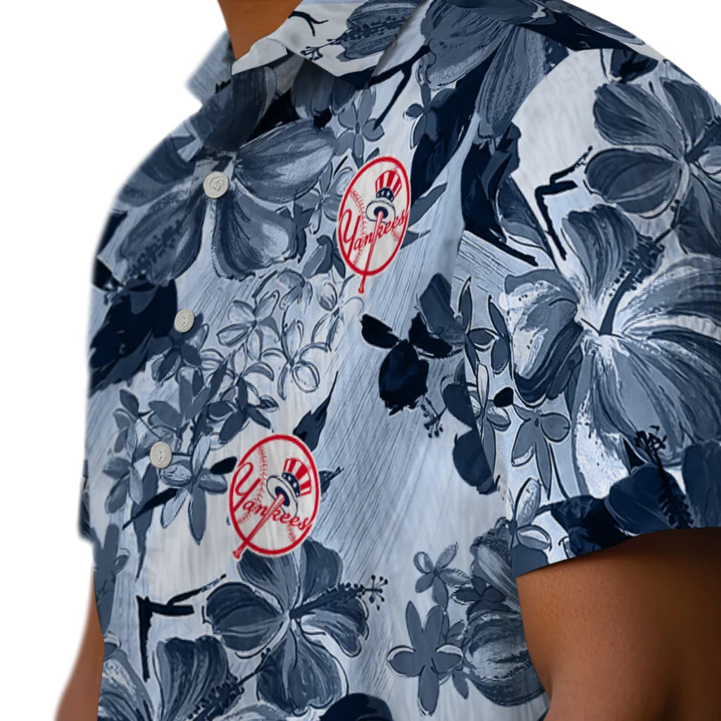 New York Yankees Hawaiian Shirt - Hibiscus Arrangement | Moonbestprint