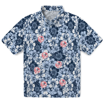 New York Yankees Hawaiian Shirt - Hibiscus Blooms | Moonbestprint