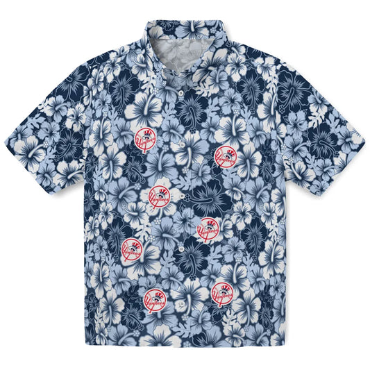 New York Yankees Hawaiian Shirt - Hibiscus Blooms | Moonbestprint