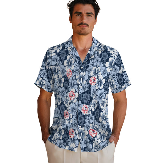 New York Yankees Hawaiian Shirt - Hibiscus Blooms | Moonbestprint