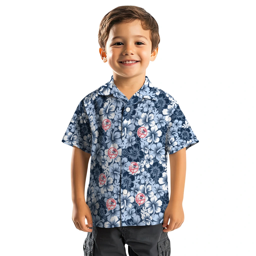 New York Yankees Hawaiian Shirt - Hibiscus Blooms | Moonbestprint