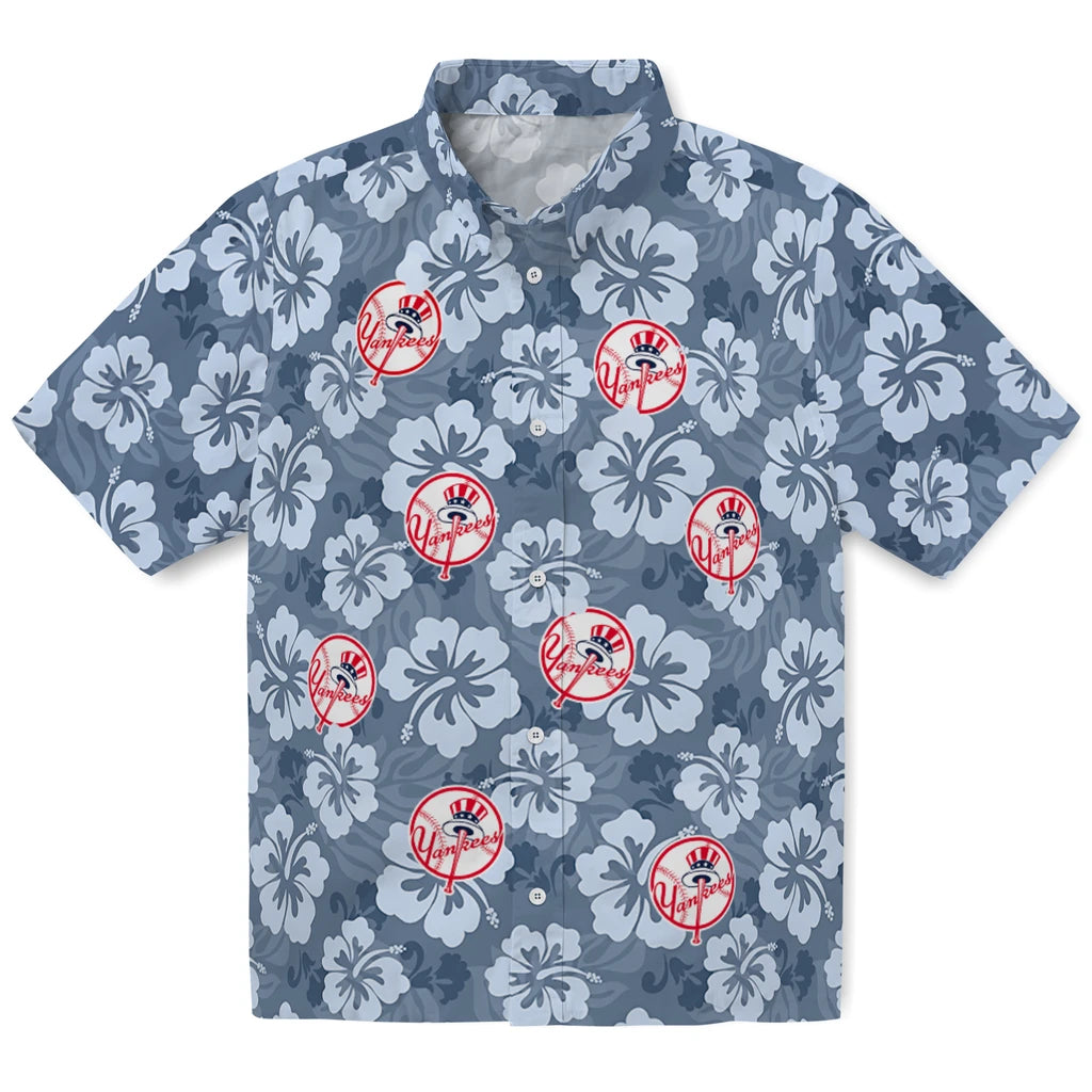 New York Yankees Hawaiian Shirt - Hibiscus Cluster | Moonbestprint