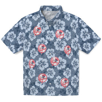 New York Yankees Hawaiian Shirt - Hibiscus Cluster | Moonbestprint