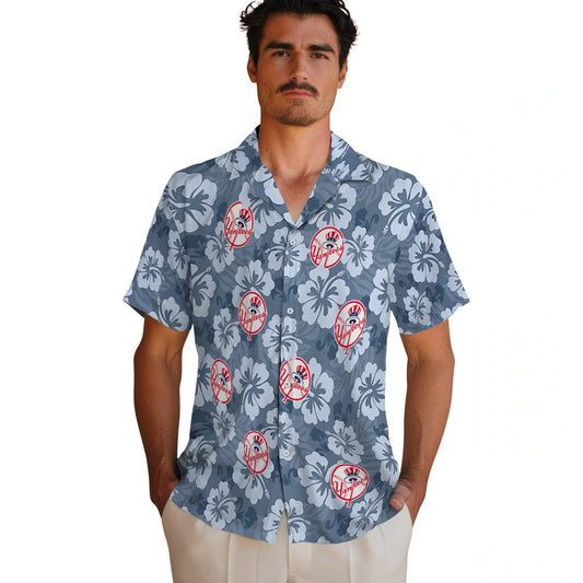 New York Yankees Hawaiian Shirt - Hibiscus Cluster | Moonbestprint