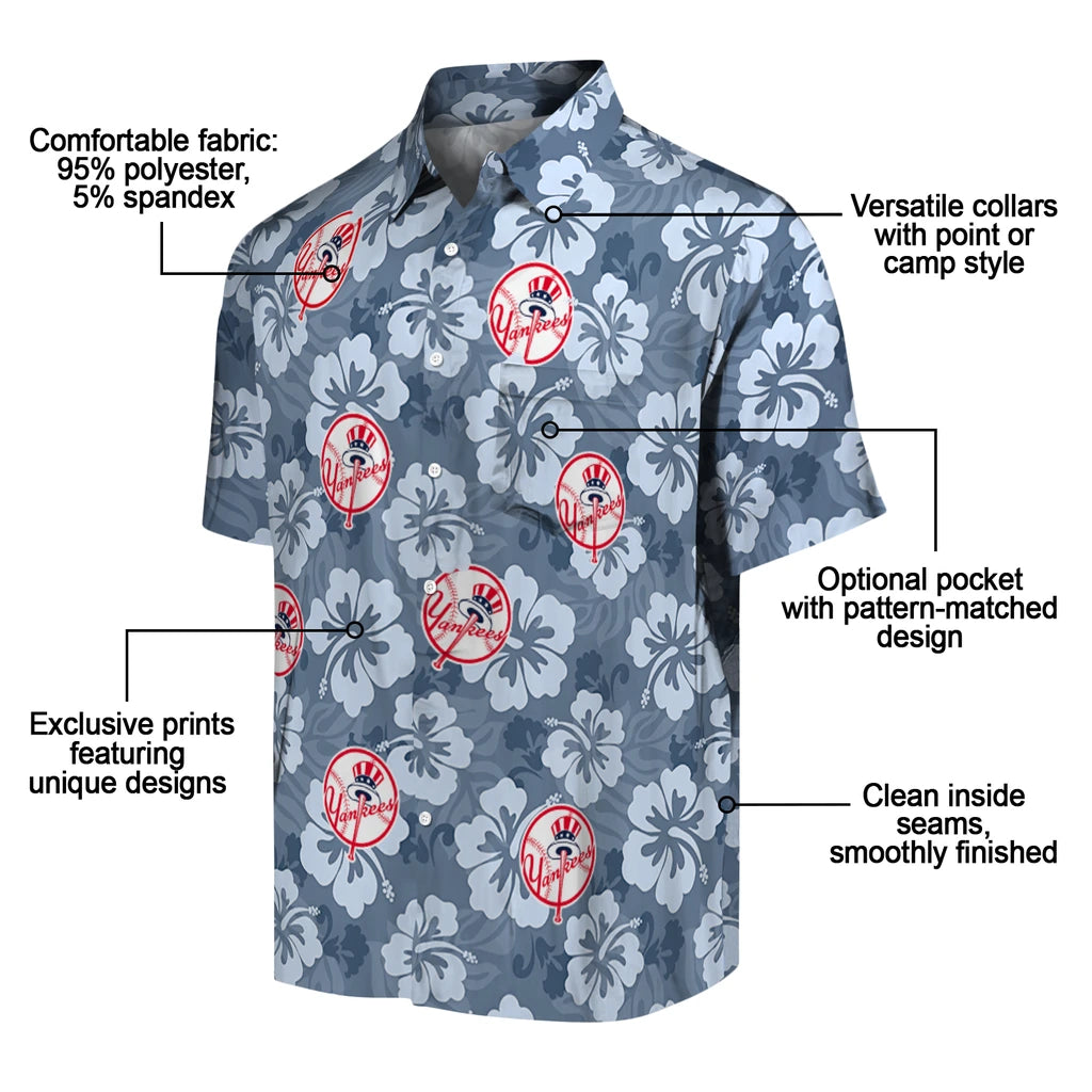 New York Yankees Hawaiian Shirt - Hibiscus Cluster | Moonbestprint