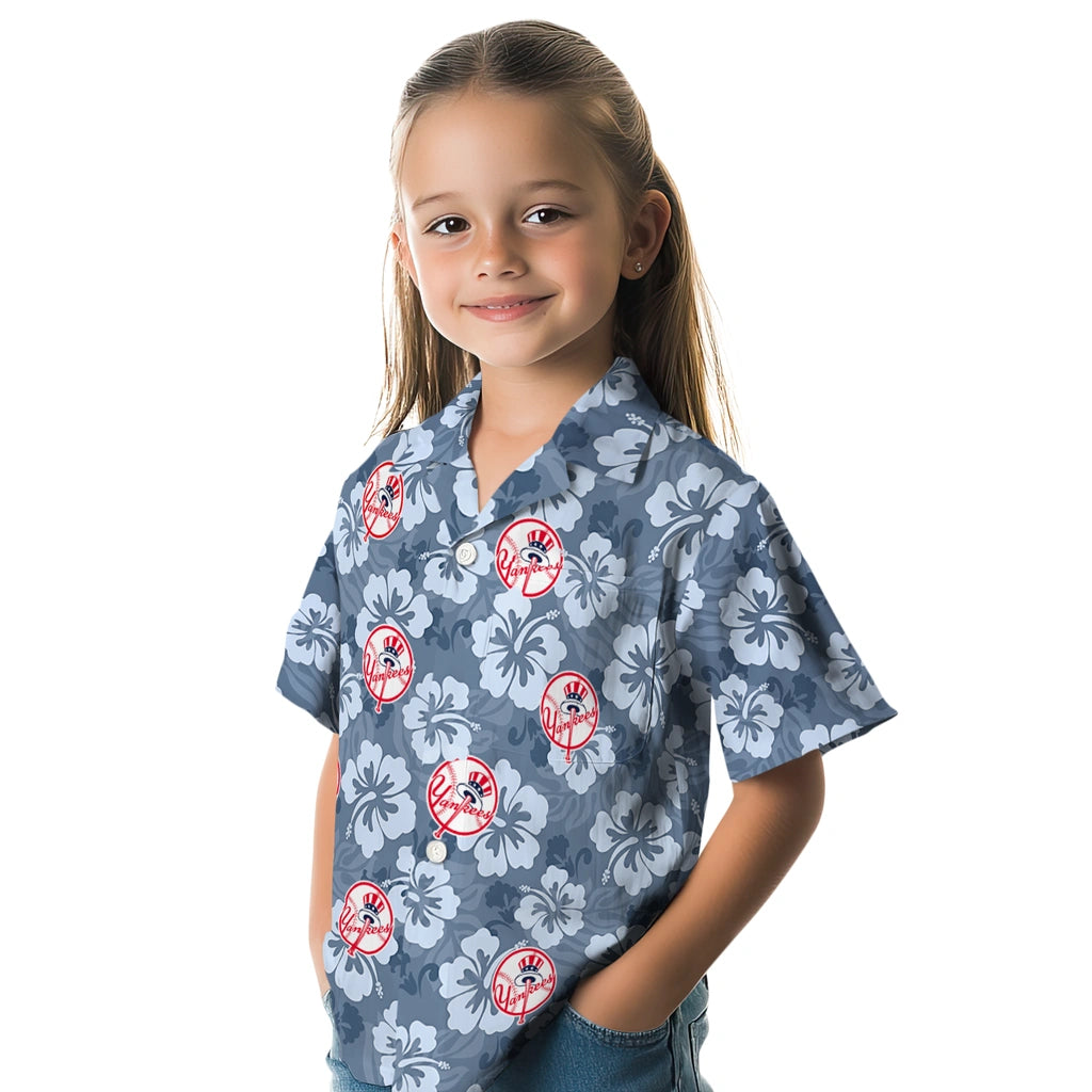 New York Yankees Hawaiian Shirt - Hibiscus Cluster | Moonbestprint