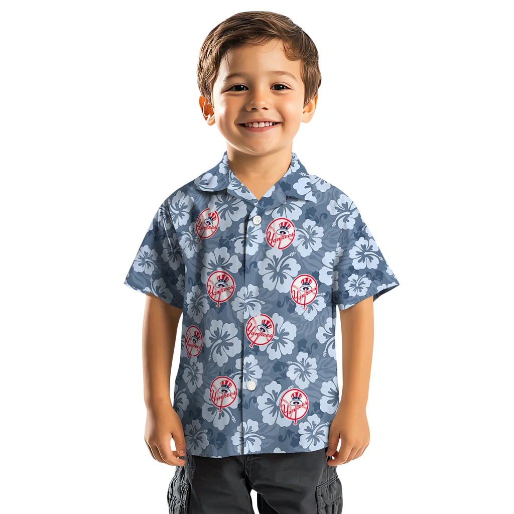 New York Yankees Hawaiian Shirt - Hibiscus Cluster | Moonbestprint