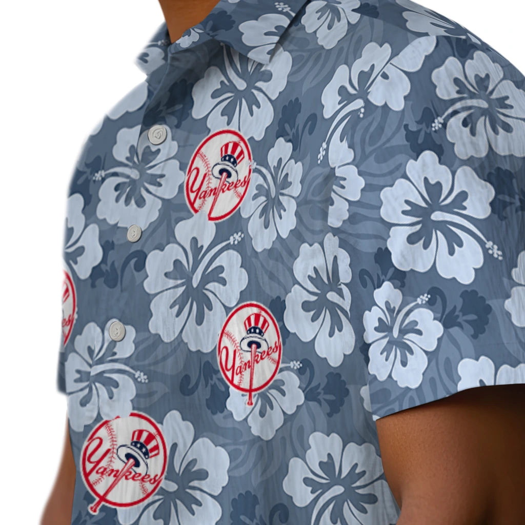 New York Yankees Hawaiian Shirt - Hibiscus Cluster | Moonbestprint