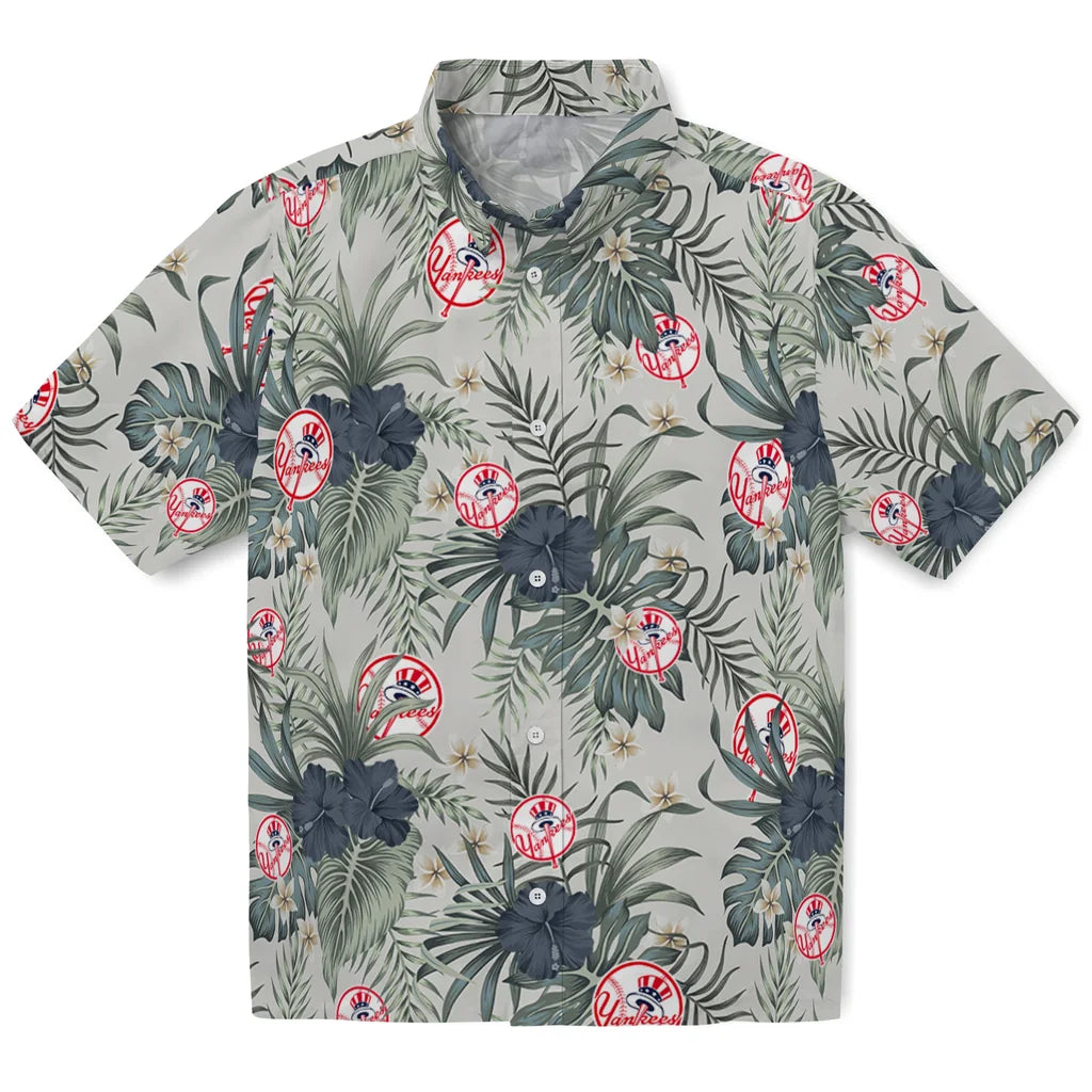 New York Yankees Hawaiian Shirt - Hibiscus Designs | Moonbestprint