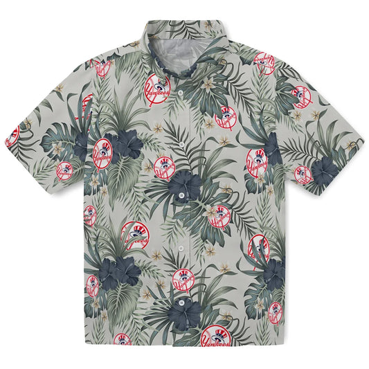 New York Yankees Hawaiian Shirt - Hibiscus Designs | Moonbestprint