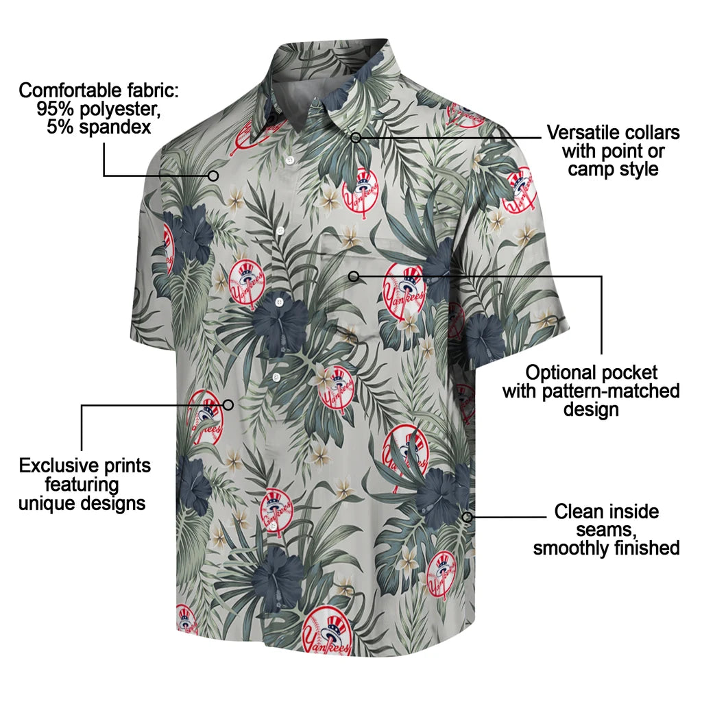 New York Yankees Hawaiian Shirt - Hibiscus Designs | Moonbestprint