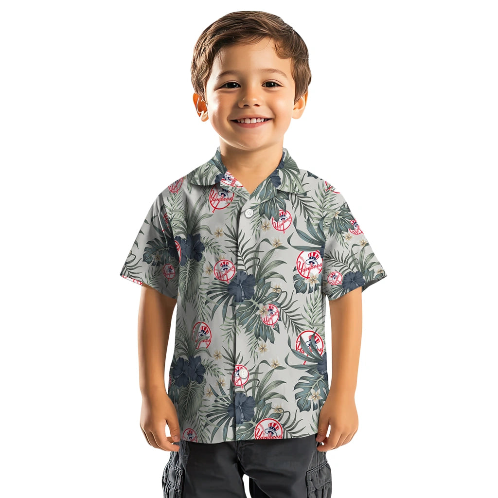 New York Yankees Hawaiian Shirt - Hibiscus Designs | Moonbestprint