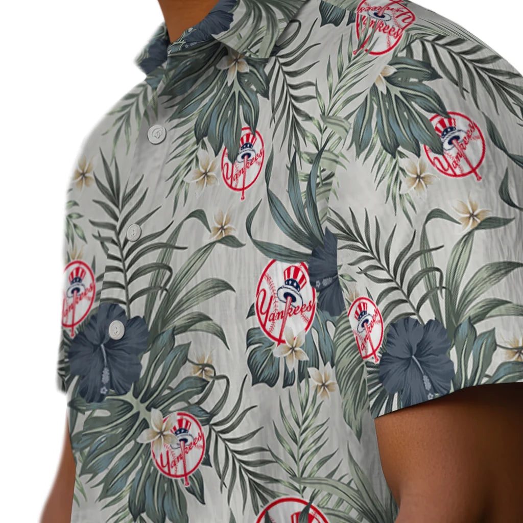 New York Yankees Hawaiian Shirt - Hibiscus Designs | Moonbestprint