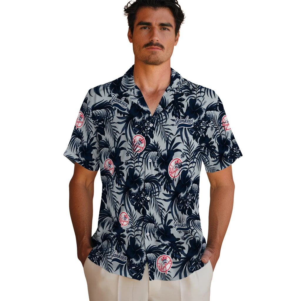 New York Yankees Hawaiian Shirt - Hibiscus Exotic | Moonbestprint