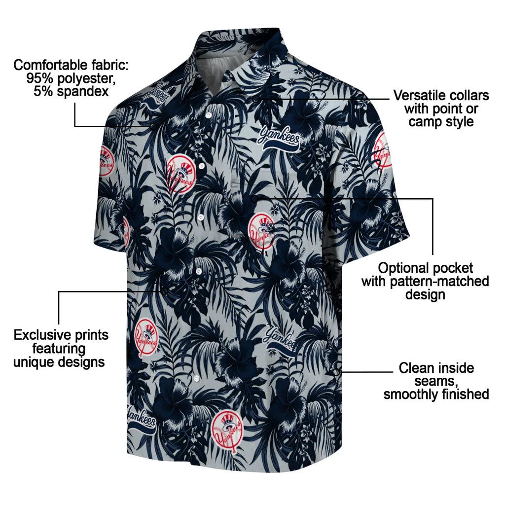New York Yankees Hawaiian Shirt - Hibiscus Exotic | Moonbestprint