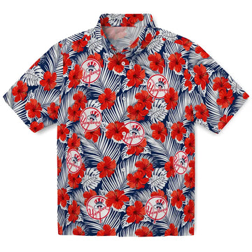 New York Yankees Hawaiian Shirt - Hibiscus Fiesta | Moonbestprint