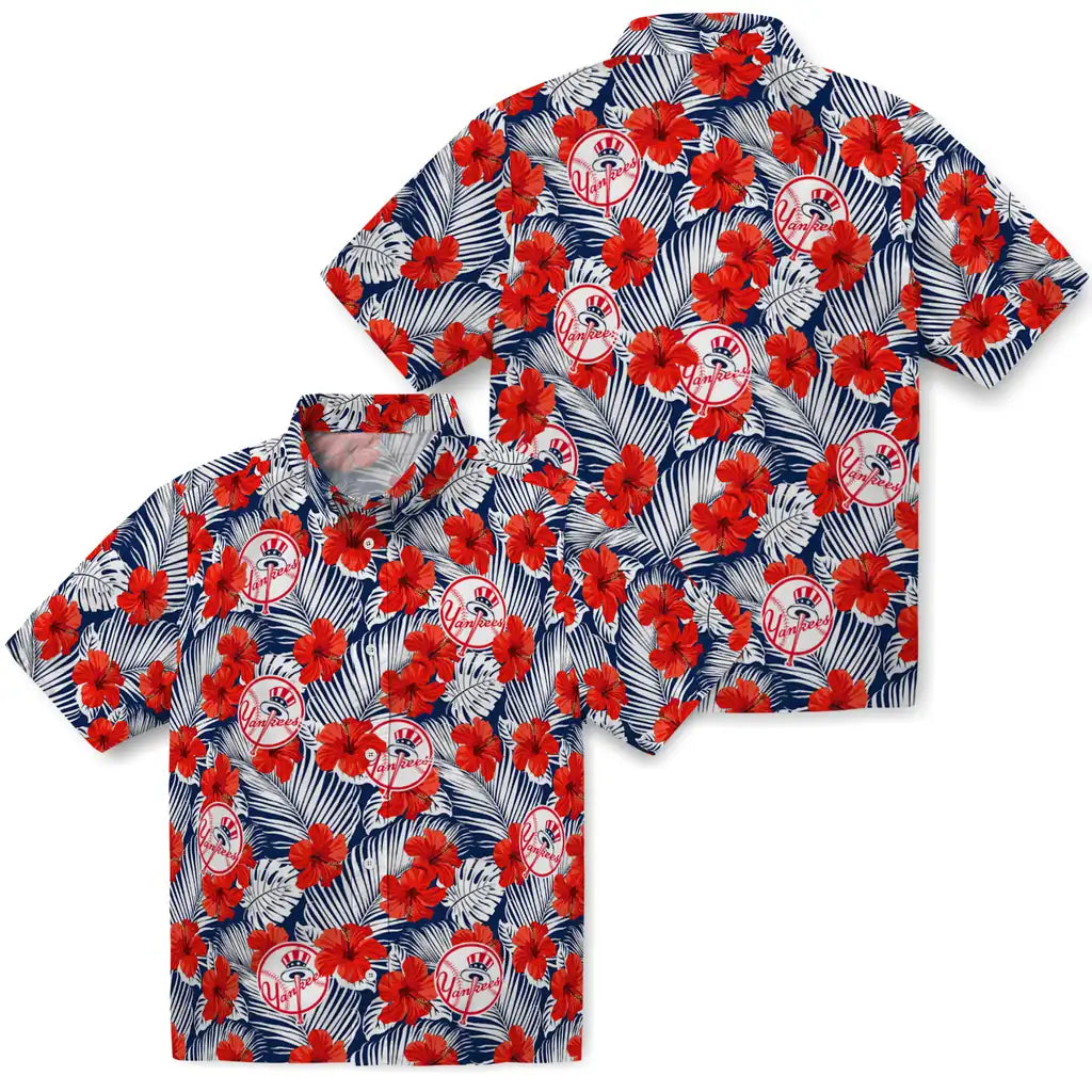 New York Yankees Hawaiian Shirt - Hibiscus Fiesta | Moonbestprint