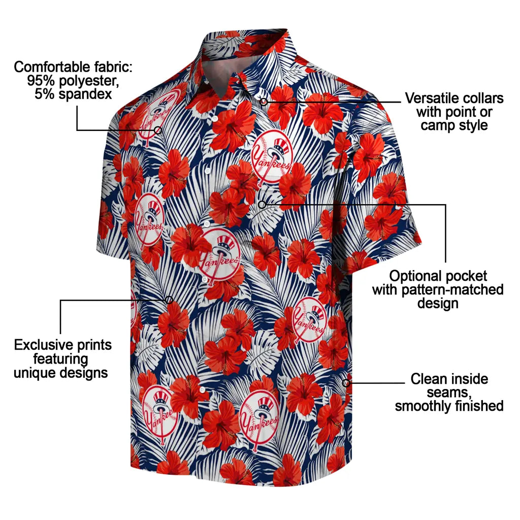 New York Yankees Hawaiian Shirt - Hibiscus Fiesta | Moonbestprint