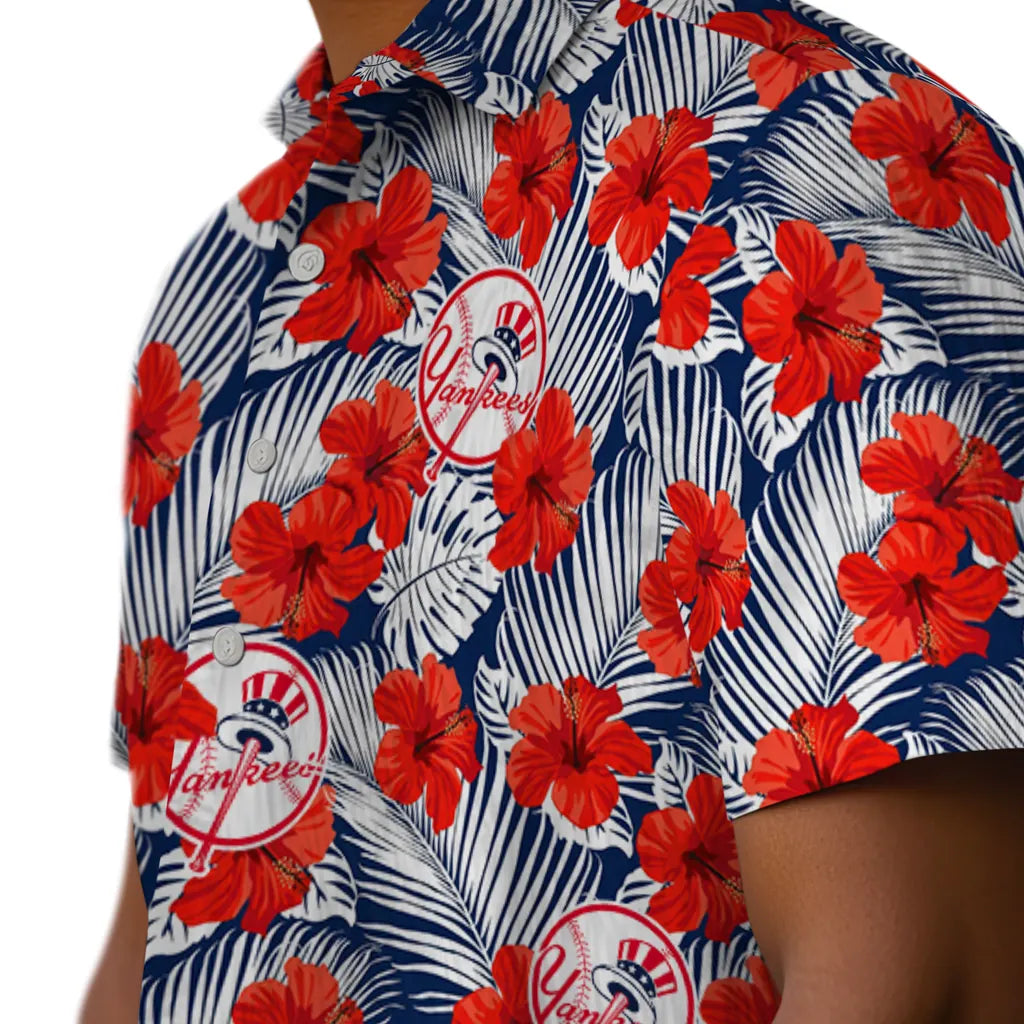 New York Yankees Hawaiian Shirt - Hibiscus Fiesta | Moonbestprint