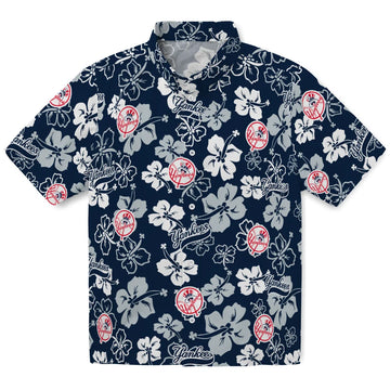 New York Yankees Hawaiian Shirt - Hibiscus Flower Design | Moonbestprint