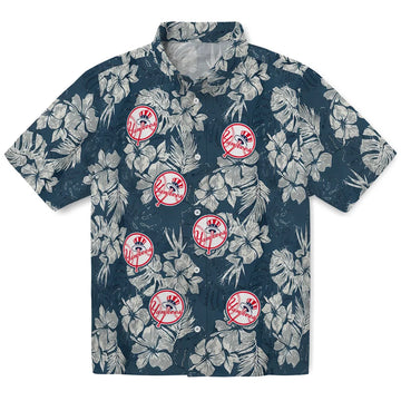 New York Yankees Hawaiian Shirt - Hibiscus Flowers | Moonbestprint