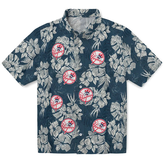 New York Yankees Hawaiian Shirt - Hibiscus Flowers | Moonbestprint