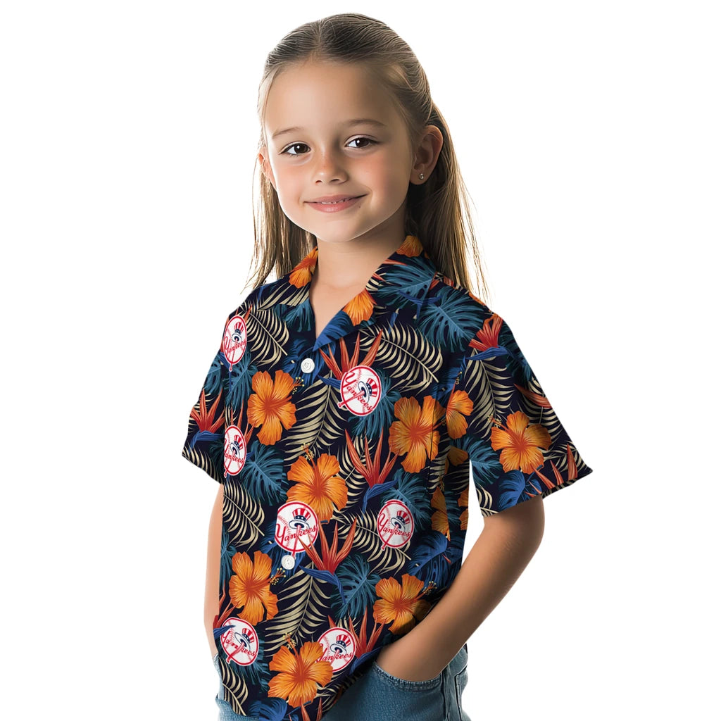 New York Yankees Hawaiian Shirt - Hibiscus Foliage | Moonbestprint