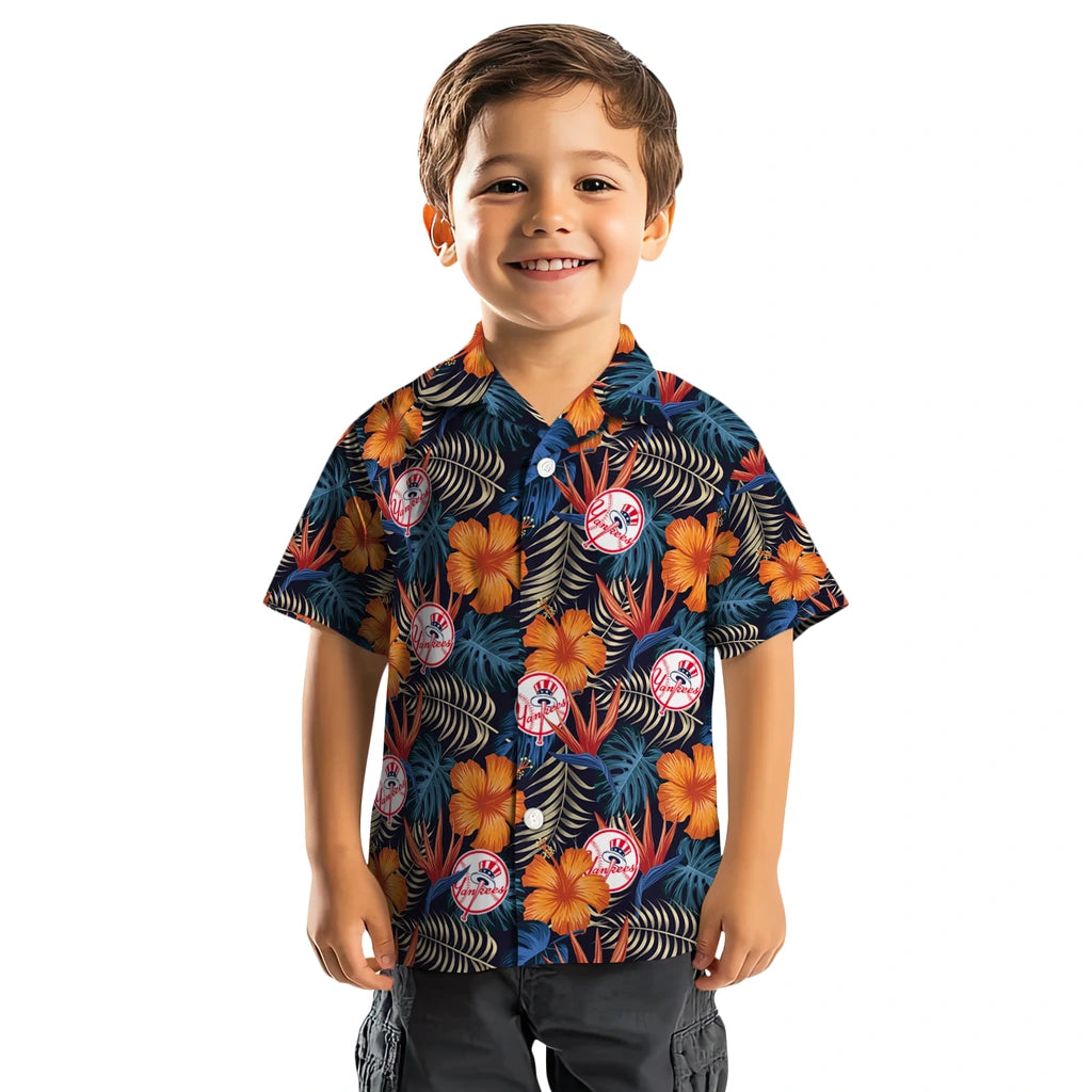 New York Yankees Hawaiian Shirt - Hibiscus Foliage | Moonbestprint