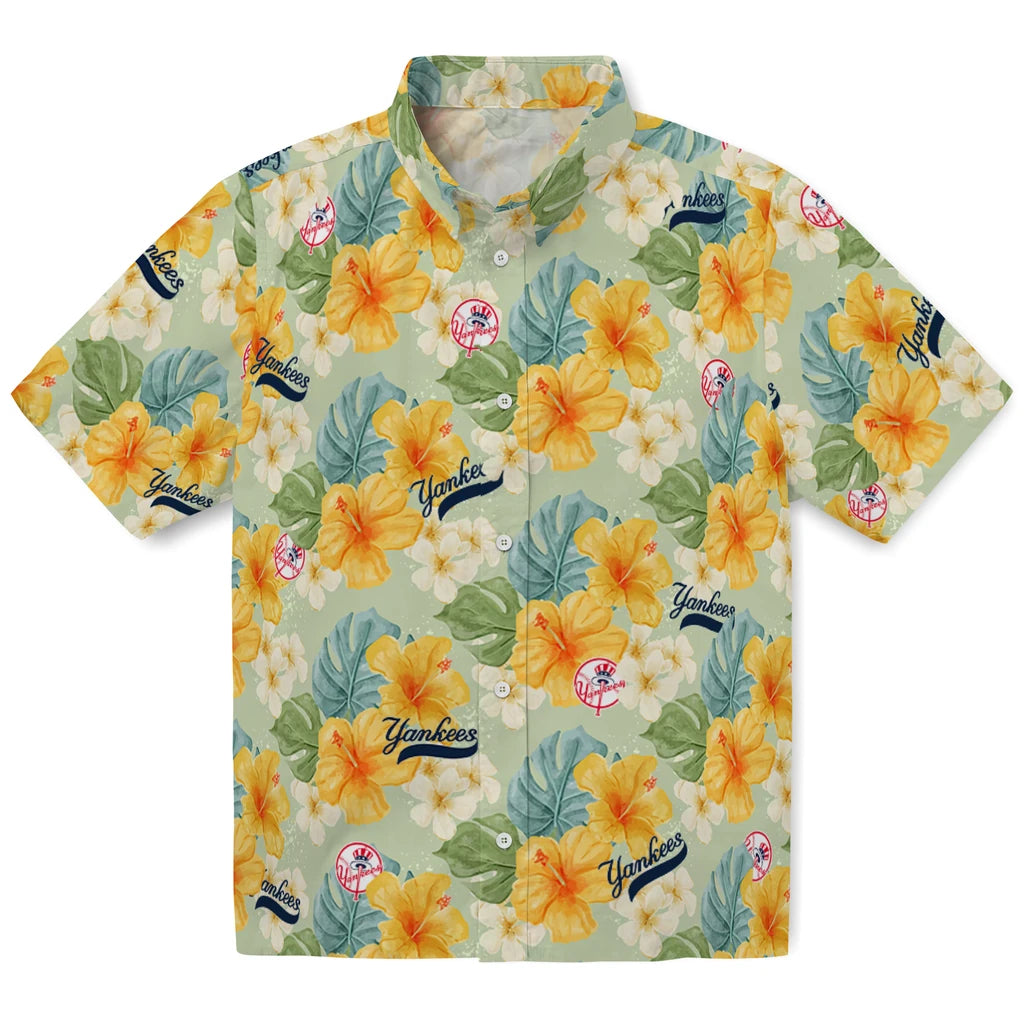 New York Yankees Hawaiian Shirt - Hibiscus Mood | Moonbestprint