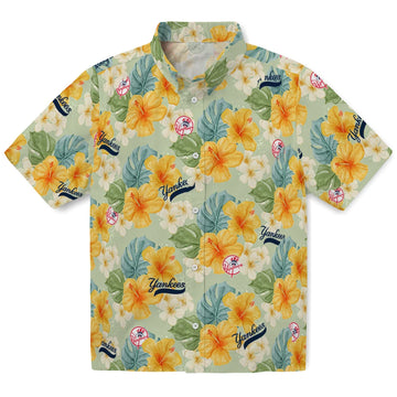 New York Yankees Hawaiian Shirt - Hibiscus Mood | Moonbestprint