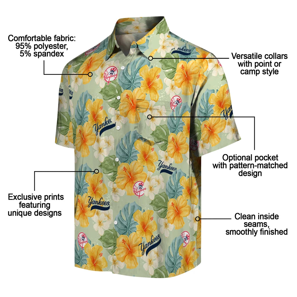 New York Yankees Hawaiian Shirt - Hibiscus Mood | Moonbestprint
