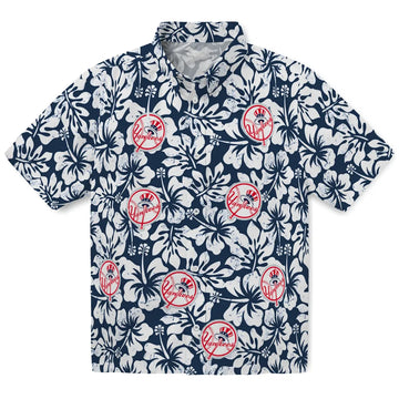 New York Yankees Hawaiian Shirt - Hibiscus Motif | Moonbestprint