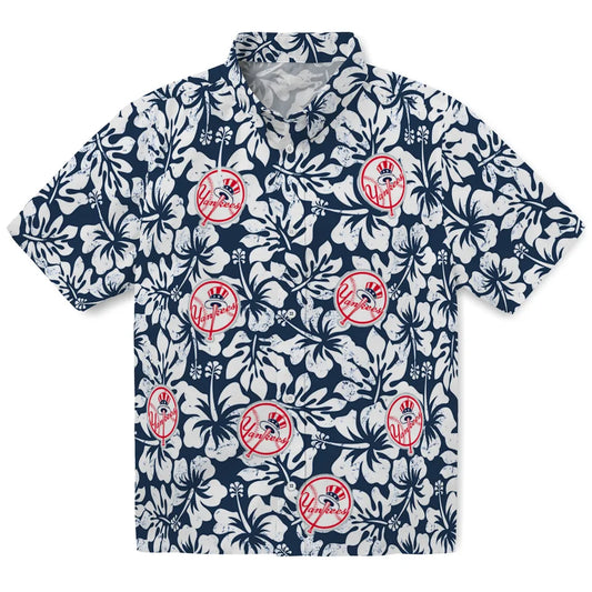 New York Yankees Hawaiian Shirt - Hibiscus Motif | Moonbestprint