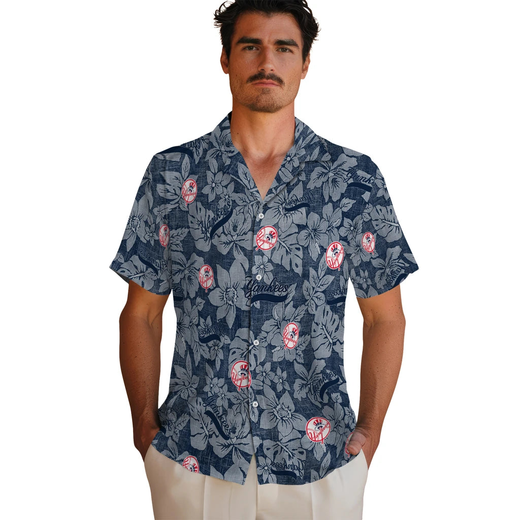 New York Yankees Hawaiian Shirt - Hibiscus Oasis | Moonbestprint