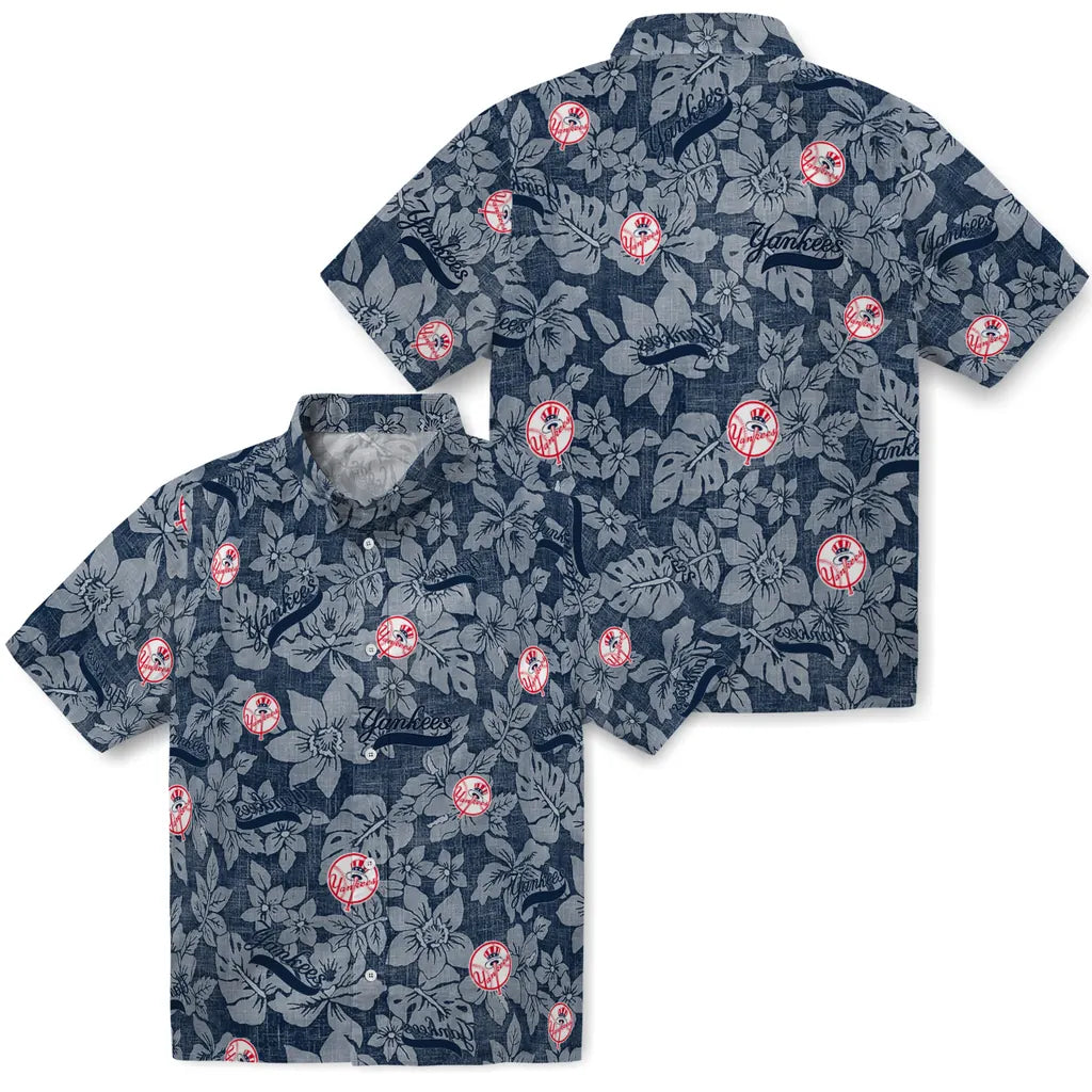 New York Yankees Hawaiian Shirt - Hibiscus Oasis | Moonbestprint