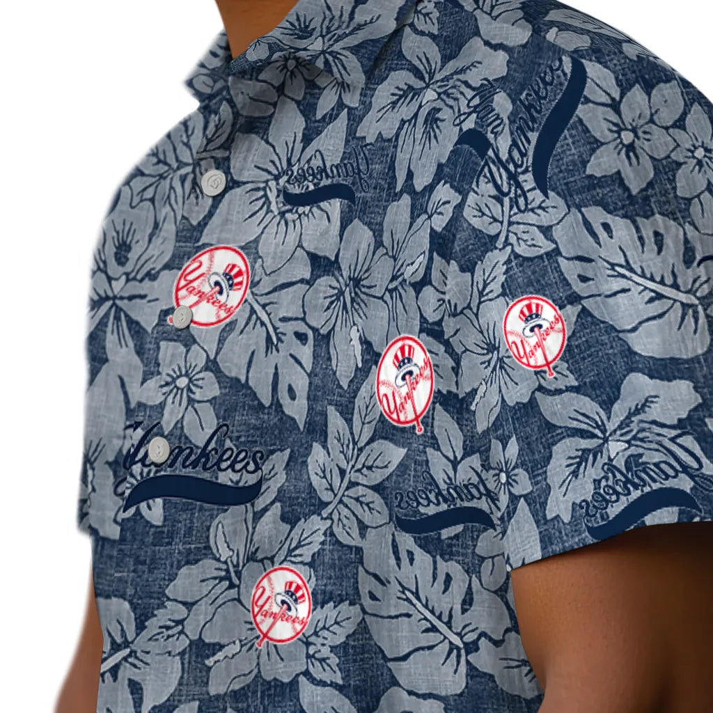 New York Yankees Hawaiian Shirt - Hibiscus Oasis | Moonbestprint