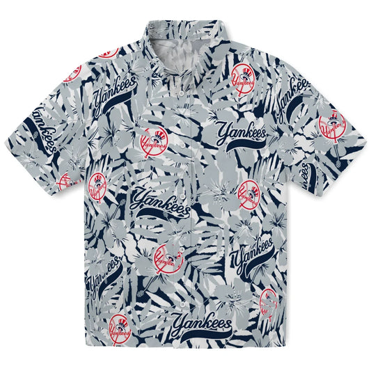 New York Yankees Hawaiian Shirt - Hibiscus Overlay | Moonbestprint