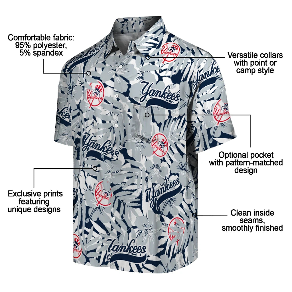 New York Yankees Hawaiian Shirt - Hibiscus Overlay | Moonbestprint