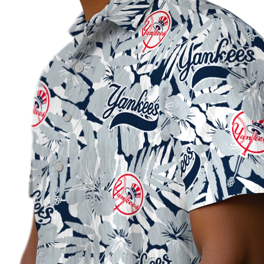 New York Yankees Hawaiian Shirt - Hibiscus Overlay | Moonbestprint