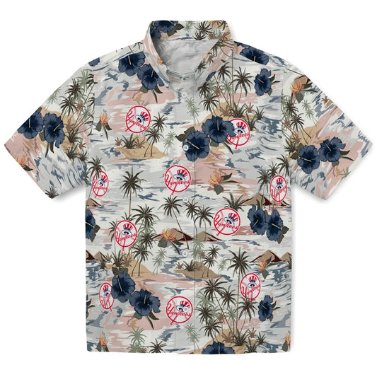 New York Yankees Hawaiian Shirt - Hibiscus Seaside | Moonbestprint